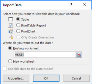 Excel screen