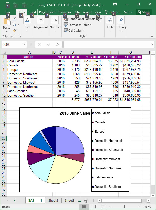 Excel Sales Report
